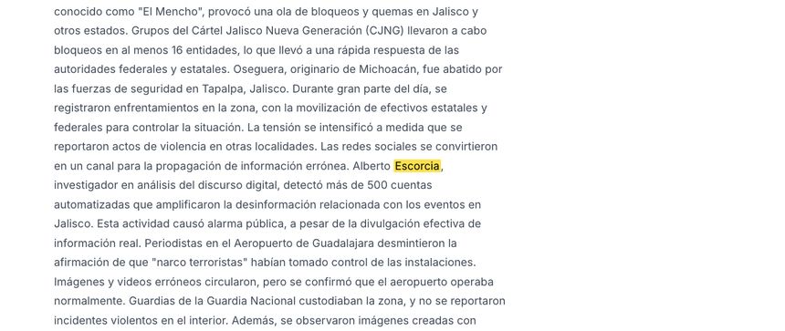 Captura de la nota de El Congresista