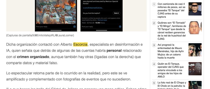 Captura de la nota de Infobae